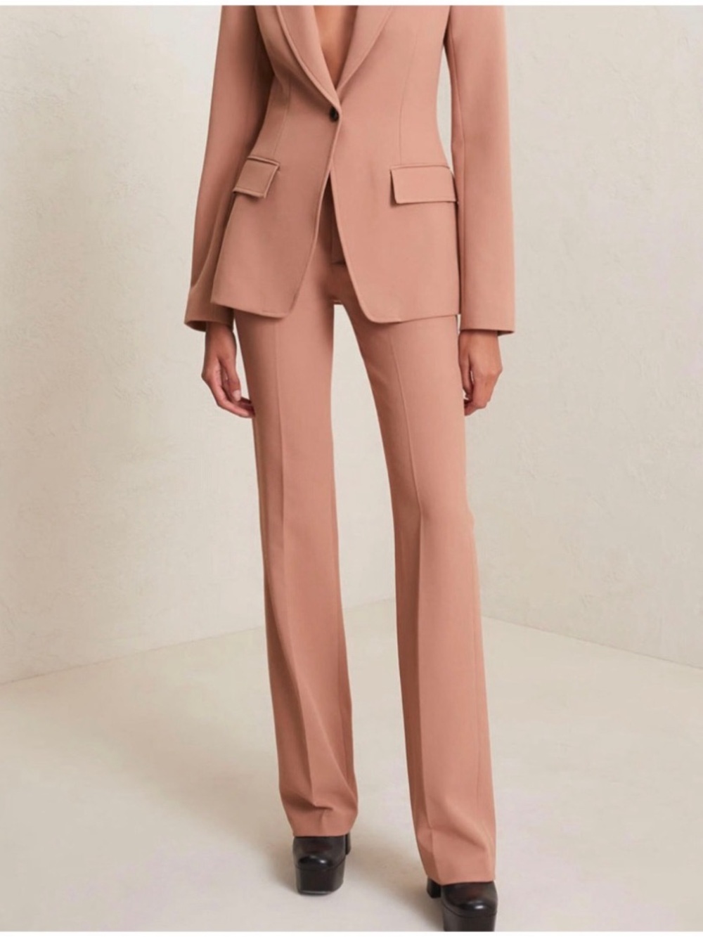 A.L.C Women’s Sz 4 Pink Sophie Pants Stretch Wool High Rise Straight Leg